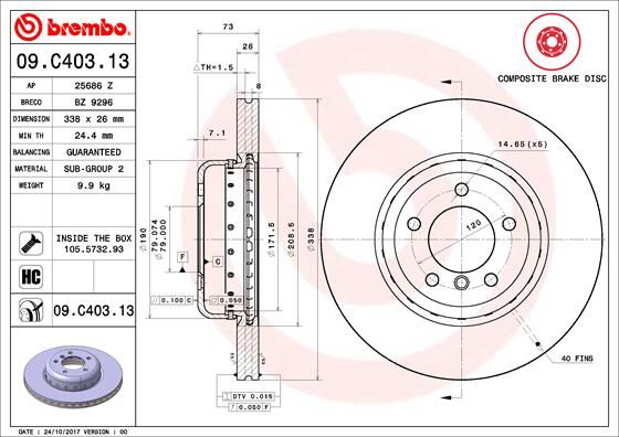 BREMBO 09.C403.13 Brake Disc