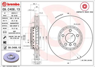 Brake Disc BREMBO 09.C406.13
