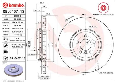 Brake Disc BREMBO 09.C407.13