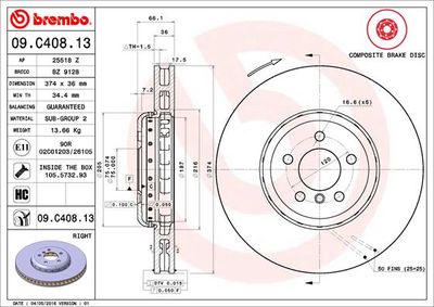 Brake Disc BREMBO 09.C408.13