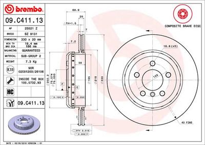 Brake Disc BREMBO 09.C411.13