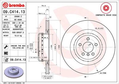 Brake Disc BREMBO 09.C414.13