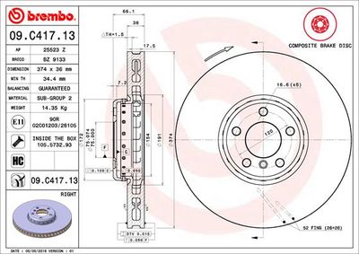 Brake Disc BREMBO 09.C417.13
