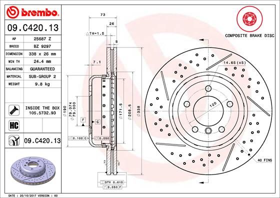 BREMBO 09.C420.13 Brake Disc