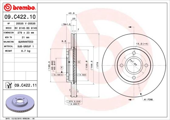 BREMBO 09.C422.11 Brake Disc