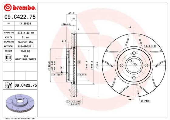 BREMBO 09.C422.75 Brake Disc