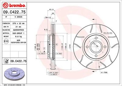 Brake Disc BREMBO 09.C422.75