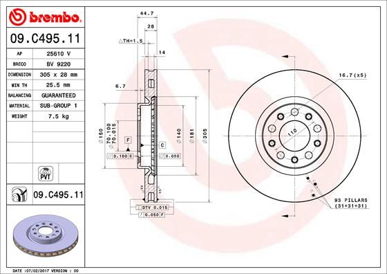 BREMBO 09.C495.11 Brake Disc