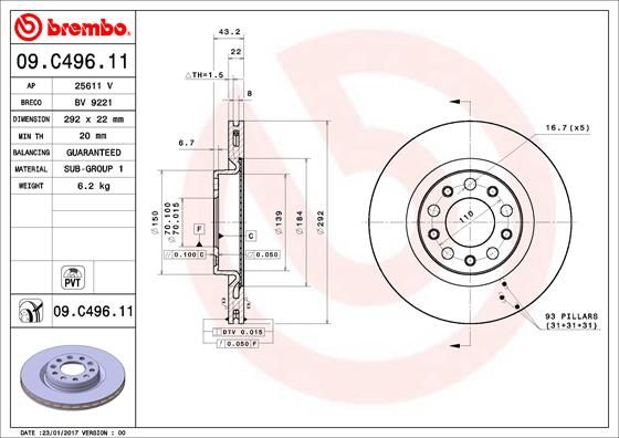 BREMBO 09.C496.11 Brake Disc