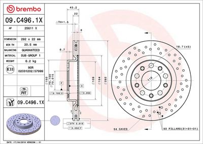 Brake Disc BREMBO 09.C496.1X
