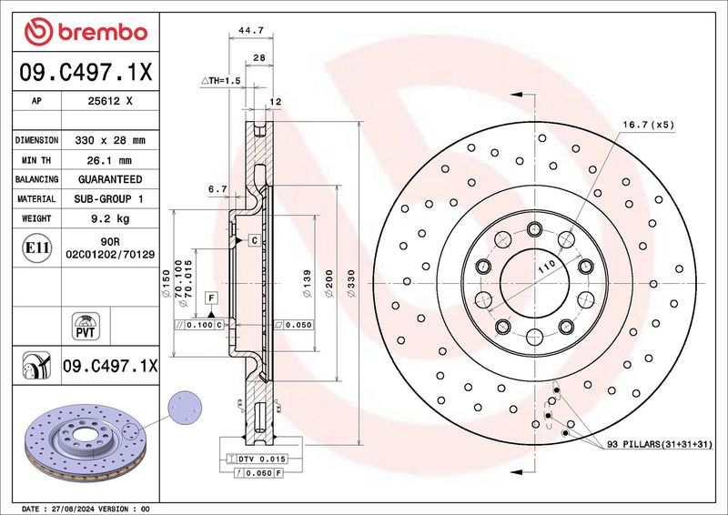 BREMBO 09.C497.1X Brake Disc