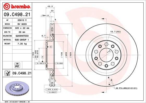 BREMBO 09.C498.21 Brake Disc