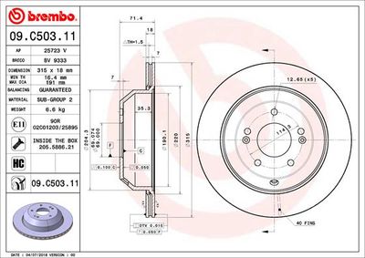 Brake Disc BREMBO 09.C503.11