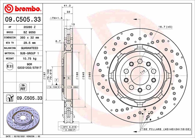 BREMBO 09.C505.33 Brake Disc