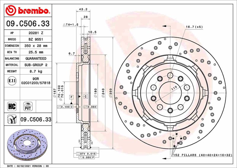 BREMBO 09.C506.33 Brake Disc