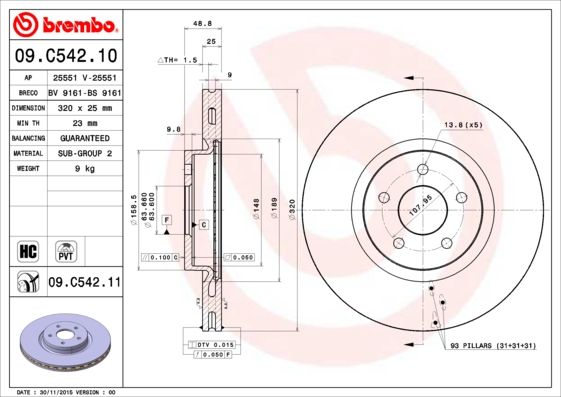 BREMBO 09.C542.11 Brake Disc