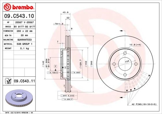 BREMBO 09.C543.11 Brake Disc