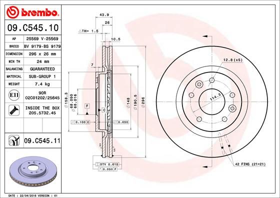 BREMBO 09.C545.11 Brake Disc
