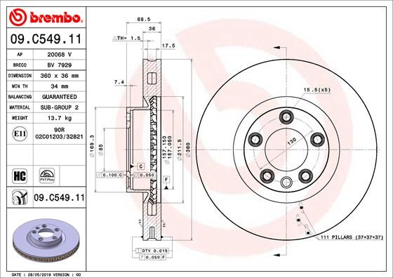 BREMBO 09.C549.11 Brake Disc