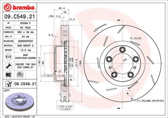 BREMBO 09.C549.21 Brake Disc
