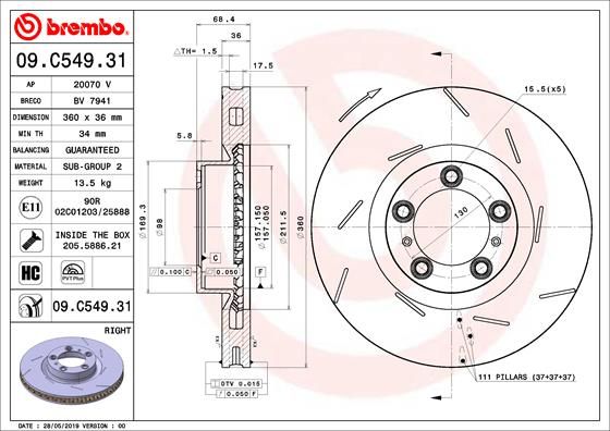 BREMBO 09.C549.31 Brake Disc