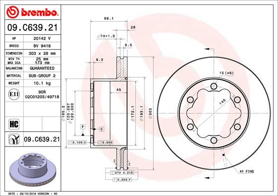 BREMBO 09.C639.21 Brake Disc