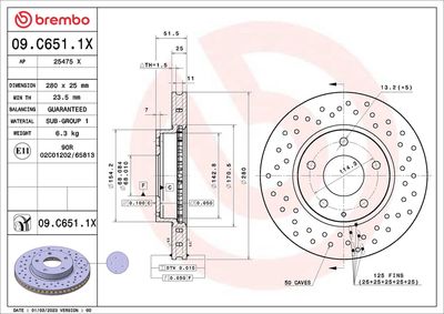 Brake Disc BREMBO 09.C651.1X