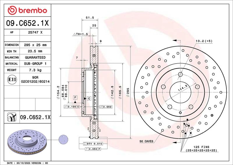 BREMBO 09.C652.1X Brake Disc
