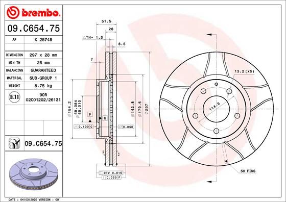BREMBO 09.C654.75 Brake Disc