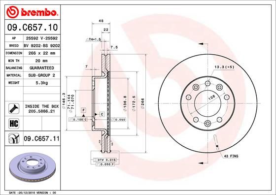 BREMBO 09.C657.11 Brake Disc