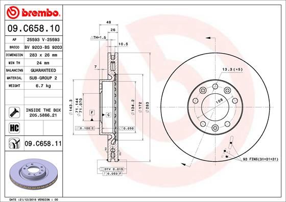 BREMBO 09.C658.11 Brake Disc