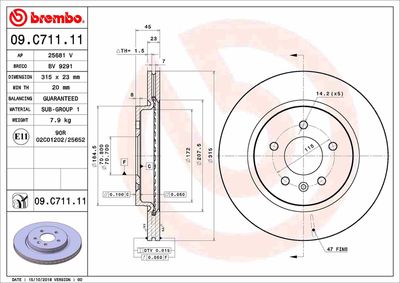 Brake Disc BREMBO 09.C711.11