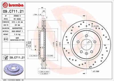 Brake Disc BREMBO 09.C711.21
