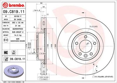 Brake Disc BREMBO 09.C819.11