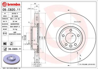 Brake Disc BREMBO 09.C820.11