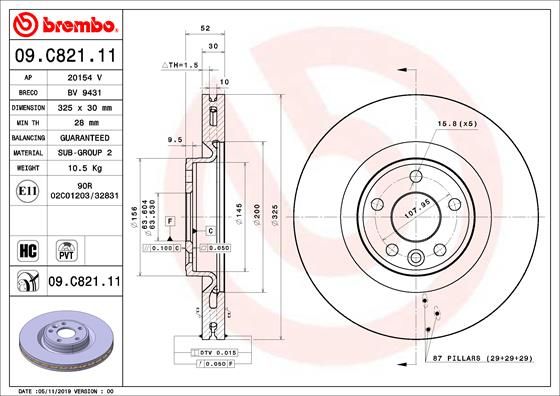 BREMBO 09.C821.11 Brake Disc