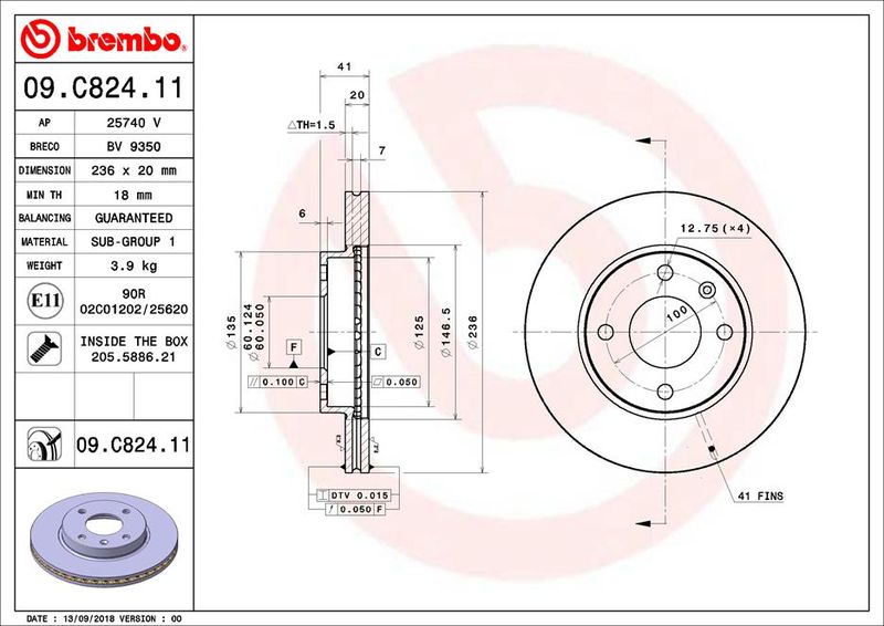 BREMBO 09.C824.11 Brake Disc