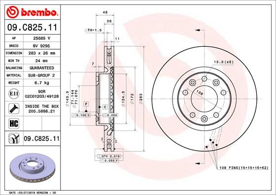 BREMBO 09.C825.11 Brake Disc