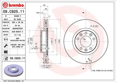 Brake Disc BREMBO 09.C825.11