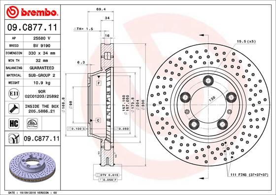 BREMBO 09.C877.11 Brake Disc