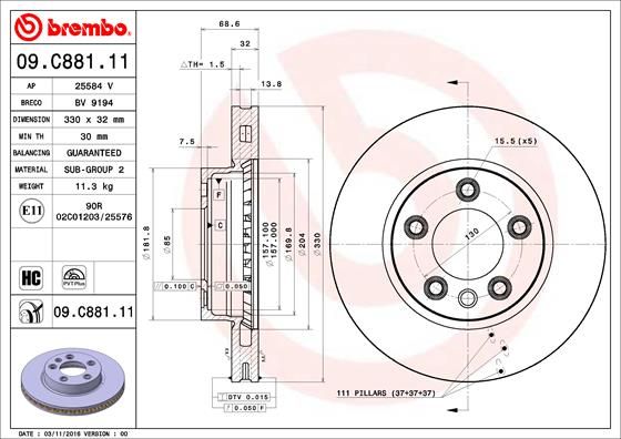 BREMBO 09.C881.11 Brake Disc