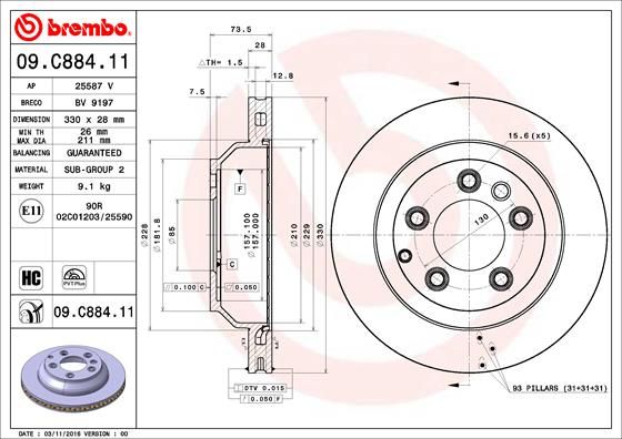 BREMBO 09.C884.11 Brake Disc