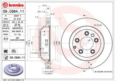 Brake Disc BREMBO 09.C884.11