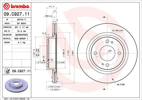 BREMBO 09.C927.11 Brake Disc