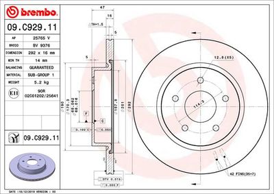 Brake Disc BREMBO 09.C929.11