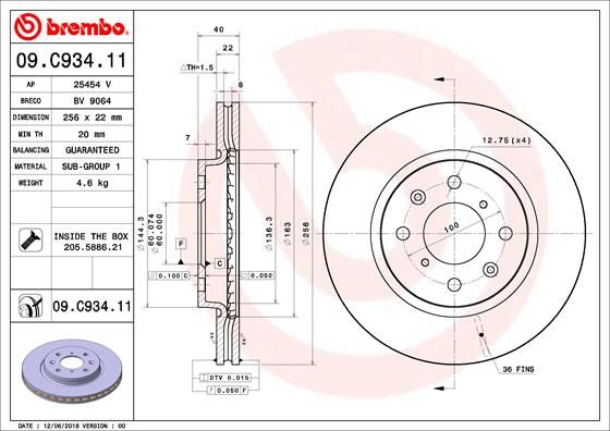 BREMBO 09.C934.11 Brake Disc
