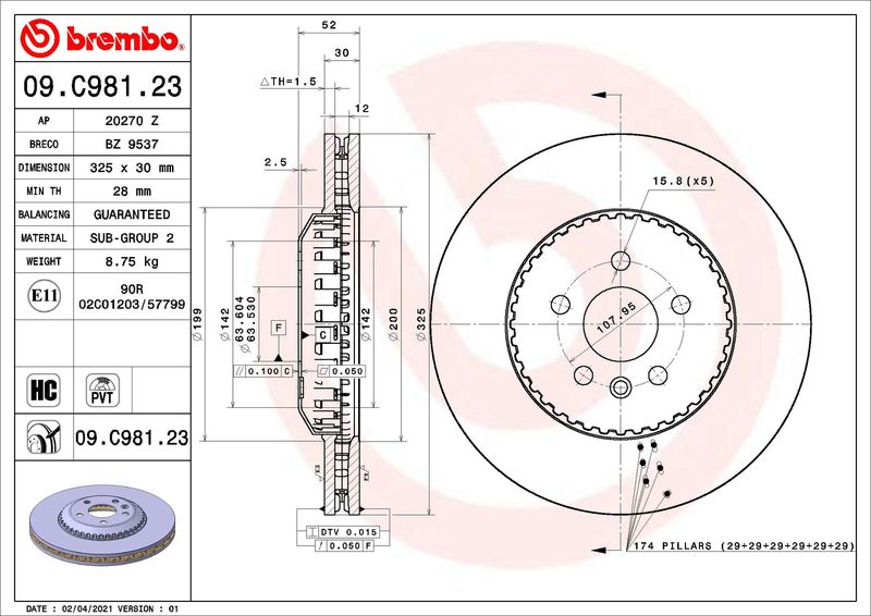 BREMBO 09.C981.23 Brake Disc