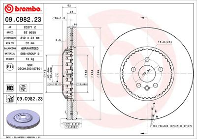 Brake Disc BREMBO 09.C982.23