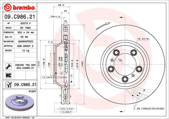 BREMBO 09.C986.21 Brake Disc