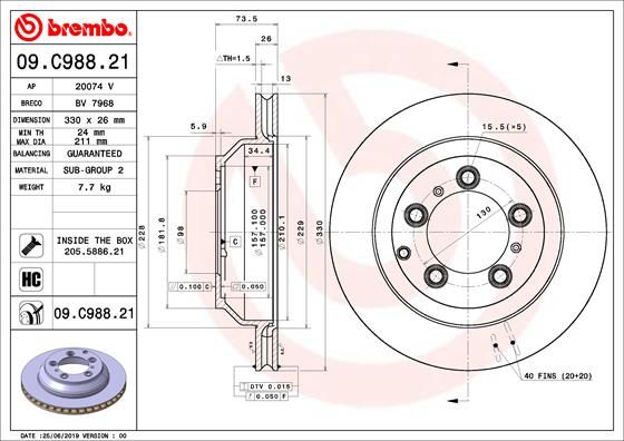 BREMBO 09.C988.21 Brake Disc